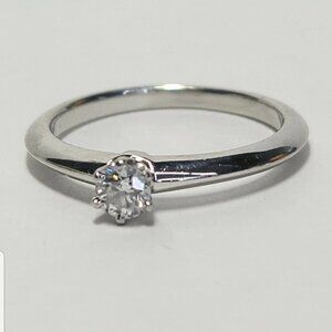 ESTATE TIFFANY & CO .18 NATURAL DIAMOND PLATINUM WEDDING ENGAGEMENT RING BAND